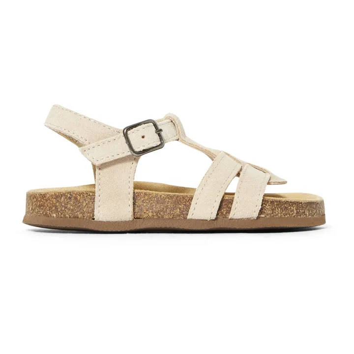 Cork Sole Suede Sandals  | Taupe brown- Product image n°0