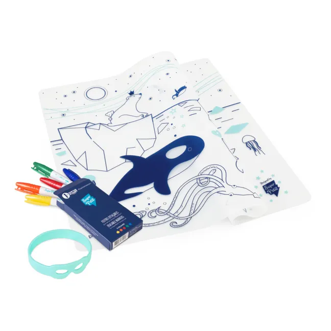 Set de mesa para colorear con 5 rotuladores y una pulsera 