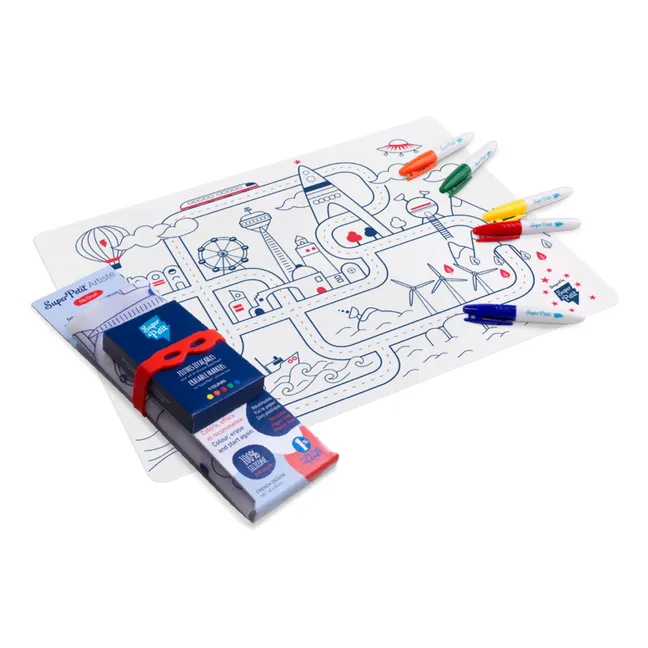 Set de table à colorier avec 5 feutres et bracelet City Adventure