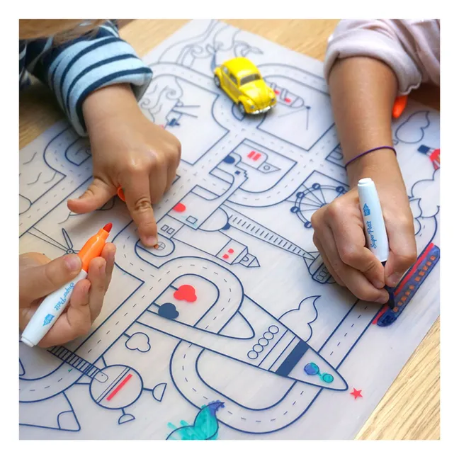 Set de table à colorier avec 5 feutres et bracelet City Adventure