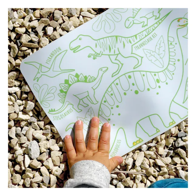 Mini Reversible Coloring Placemats With 4 Felt Pens - Dinosaur