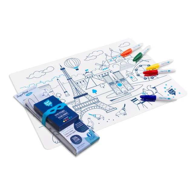 Set de table à colorier avec 5 feutres et bracelet Paris