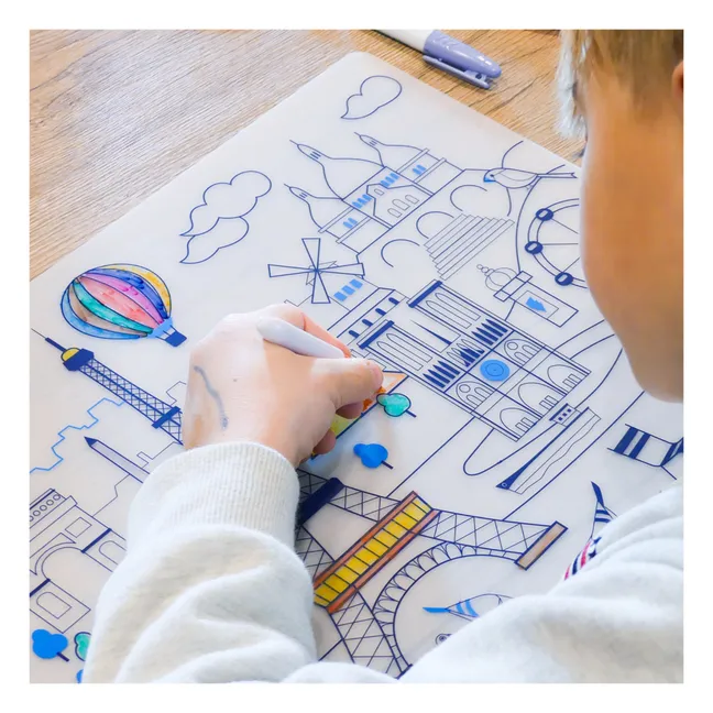 Coloring Paris Place Mats with bracelet and 5 markers