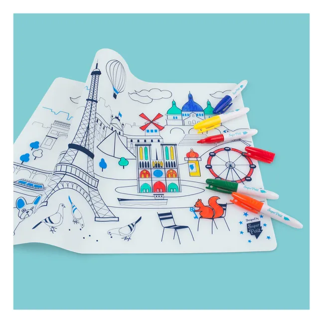 Coloring Paris Place Mats with bracelet and 5 markers