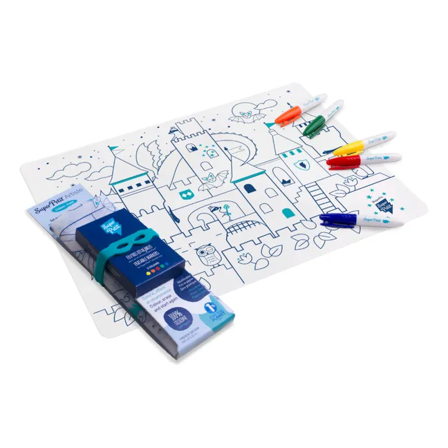 Set de table à colorier avec 5 feutres et bracelet Château