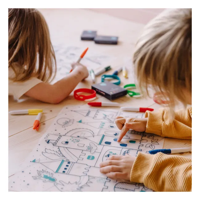 Coloring Castle Place Mats with bracelet and 5 markers