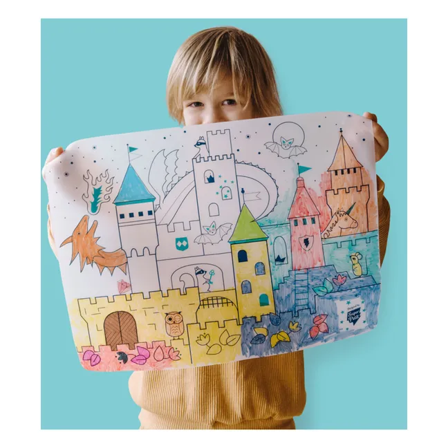 Coloring Castle Place Mats with bracelet and 5 markers