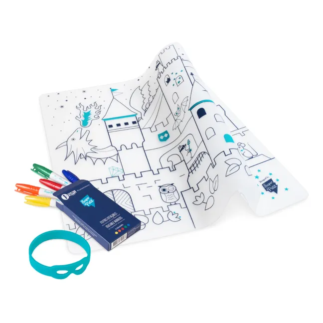 Set de table à colorier avec 5 feutres et bracelet Château