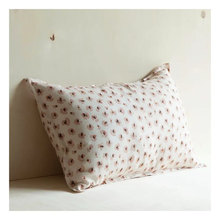 Léo Washed Linen Print Pillow Case | White- Product image n°1