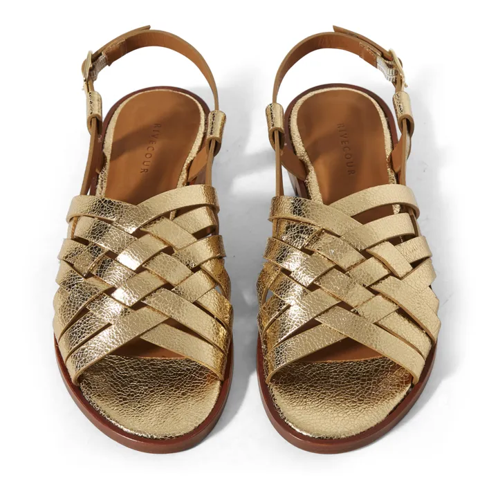 Sandalias de piel N°63 | Dorado- Imagen del producto n°4