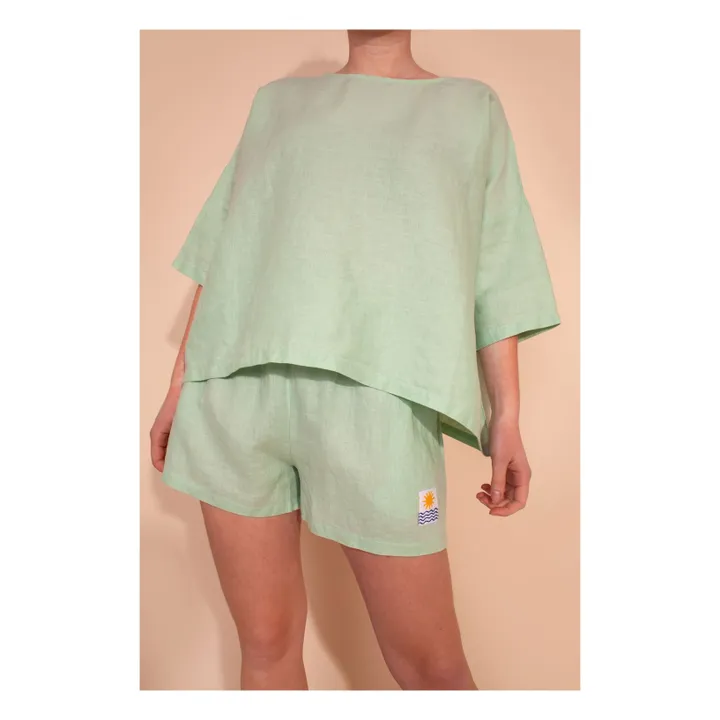 Basic Linen Top  | Jade Green- Product image n°1