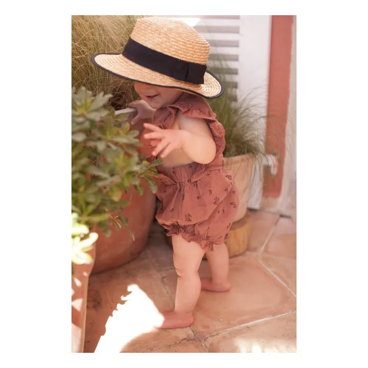 Exclusive Marlot x Smallable - Elisa Organic Cotton Muslin Romper  | Rust- Product image n°2