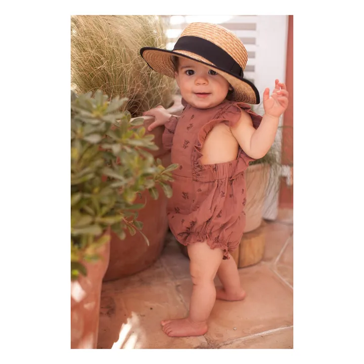 Exclusive Marlot x Smallable - Elisa Organic Cotton Muslin Romper  | Rust- Product image n°3