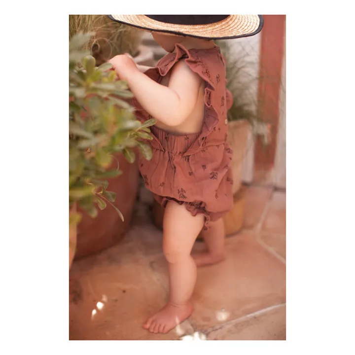 Exclusive Marlot x Smallable - Elisa Organic Cotton Muslin Romper  | Rust- Product image n°4