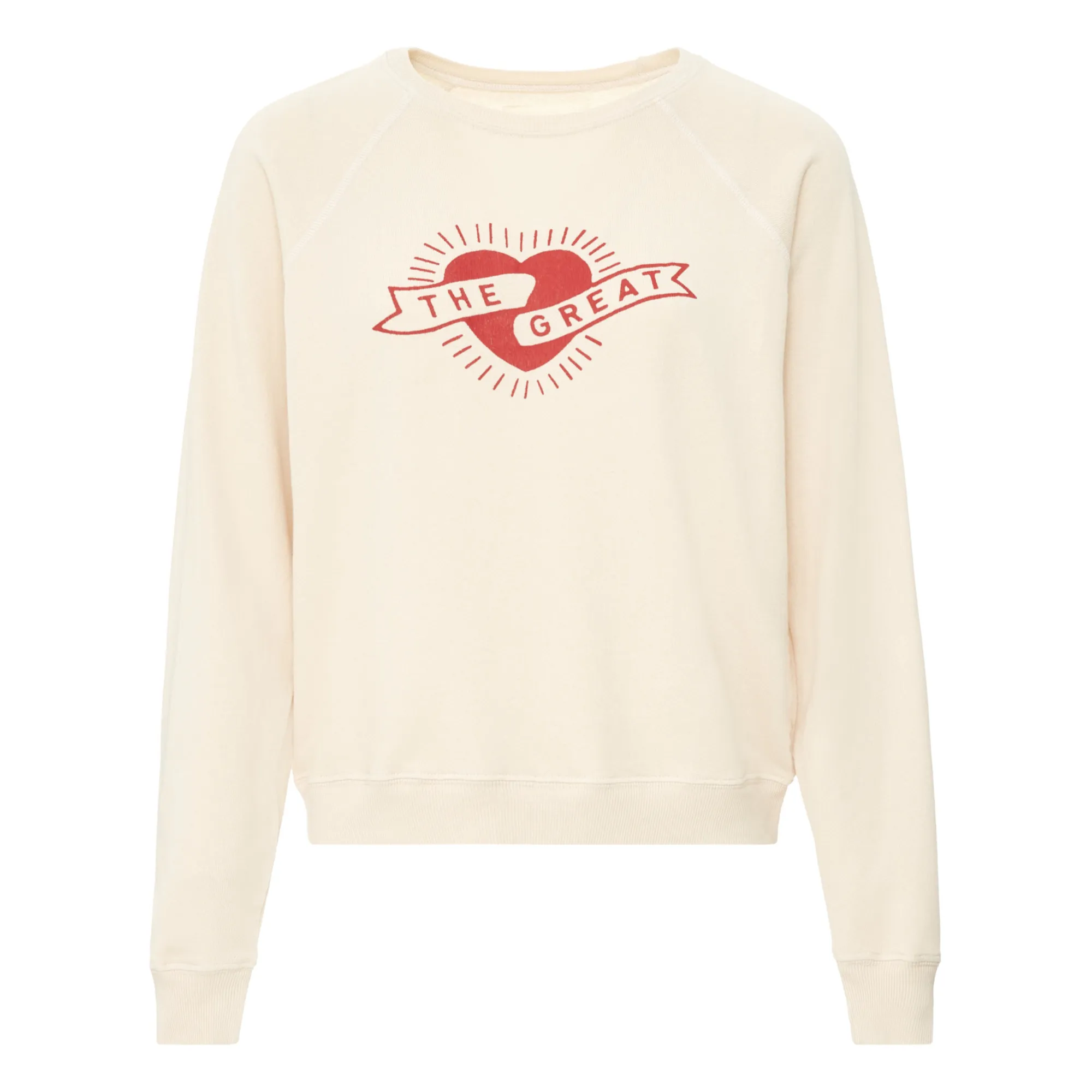 The Great. The Shrunken Sweatshirt with Heart Graphic Pale 2024 Pink Size Small Red