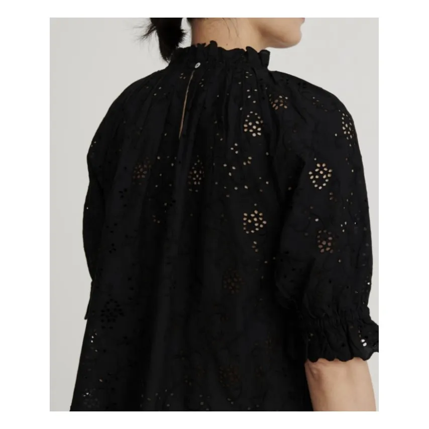Blouse Bay Coton Bio | Noir- Image produit n°2