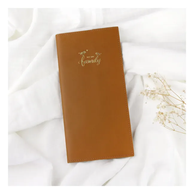 Funda para libro de familia de cuero | Caramelo