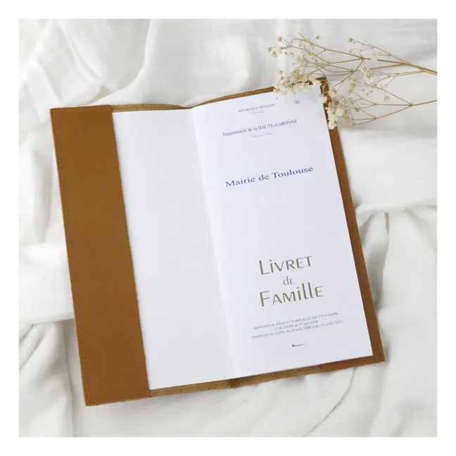 Funda para libro de familia de cuero | Caramelo