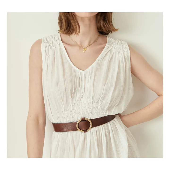 Avindia Smocked Detail Dress  | White- Product image n°2
