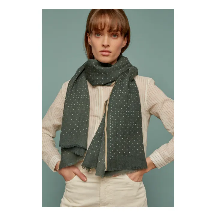 Wool Scarf N539 | Grey-green- Product image n°1