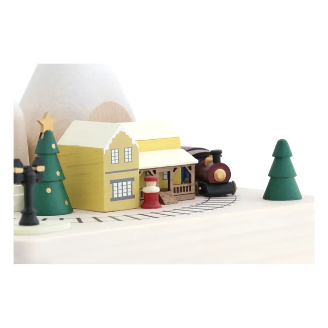 Boite à musique en bois Train d'hiver