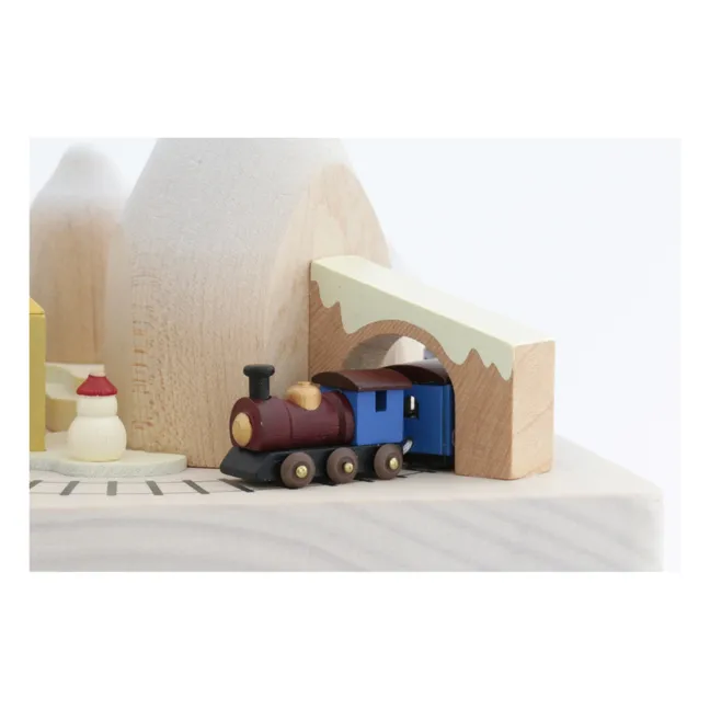 Caja de música de madera Tren de invierno