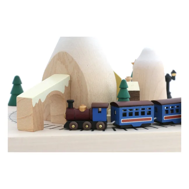 Caja de música de madera Tren de invierno