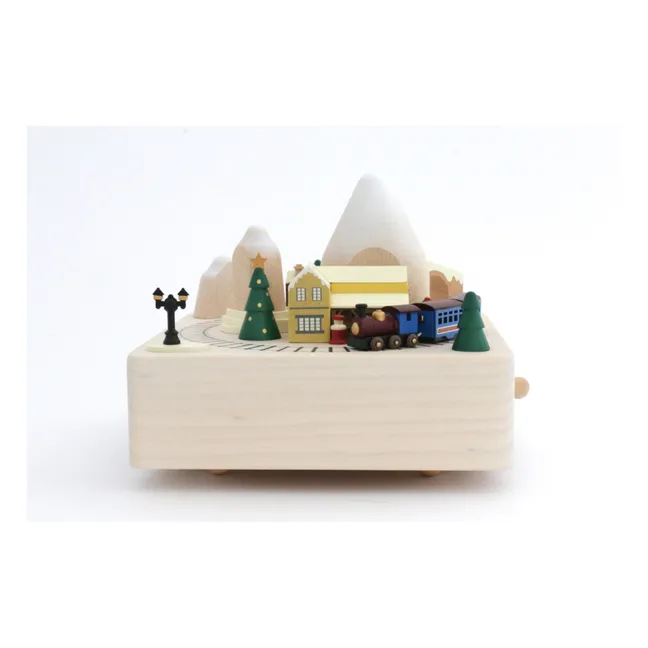 Caja de música de madera Tren de invierno