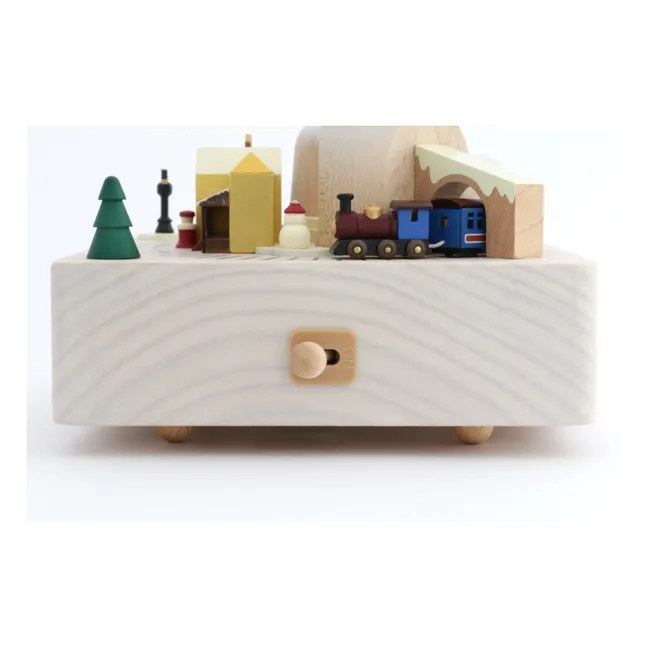 Caja de música de madera Tren de invierno