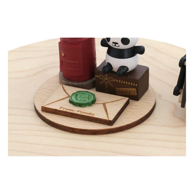 Caja de música de madera Panda