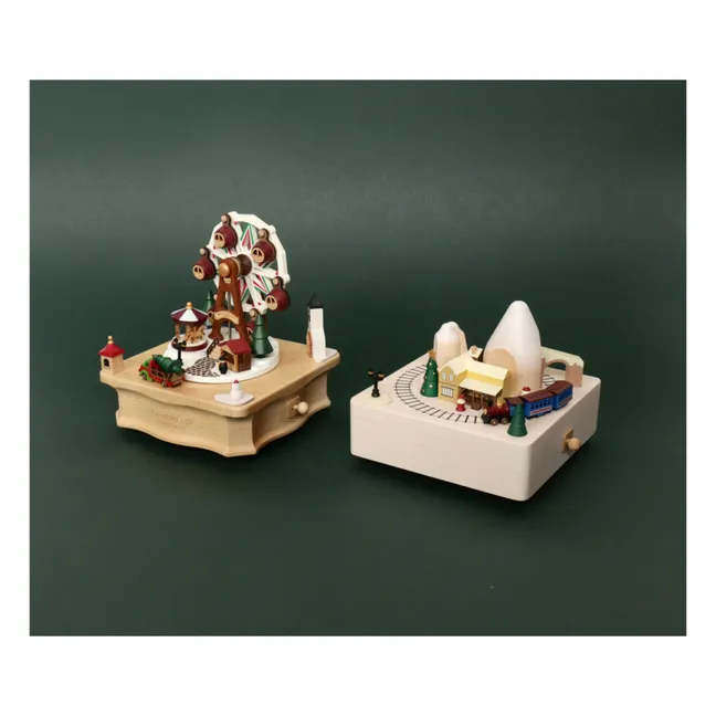 Caja de música de madera Mercado de Navidad