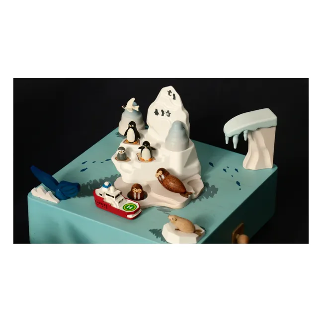 Caja de música de madera Antártica