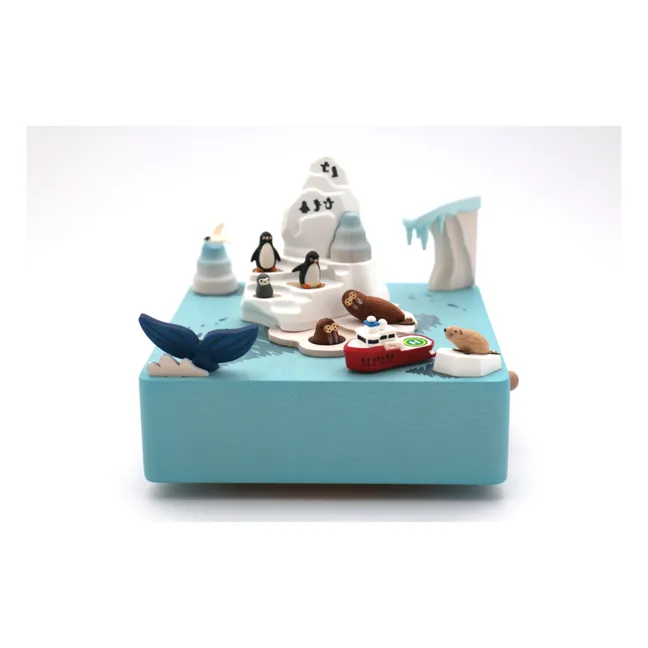 Caja de música de madera Antártica