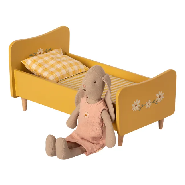 Mini-Bett aus Holz | Gelb