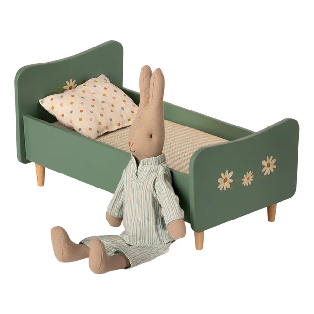 Mini-Bett aus Holz | Mintgrün