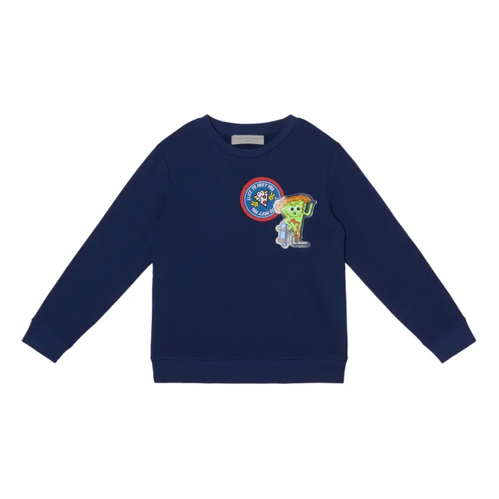 Organic Cotton Badge Sweatshirt  | Navy blue- Product image n°0
