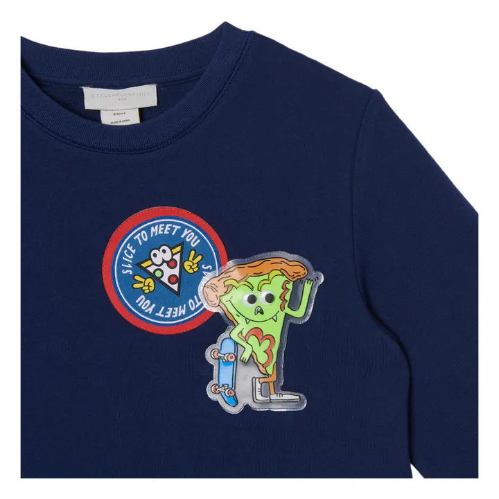 Organic Cotton Badge Sweatshirt  | Navy blue- Product image n°1