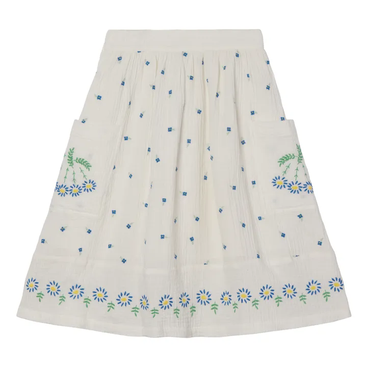 Organic Cotton Muslin Embroidered Flower Skirt  | Ecru- Product image n°0