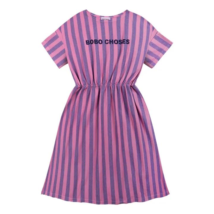 Organic Cotton Striped Dress - Iconic Collection  | Pink- Product image n°0