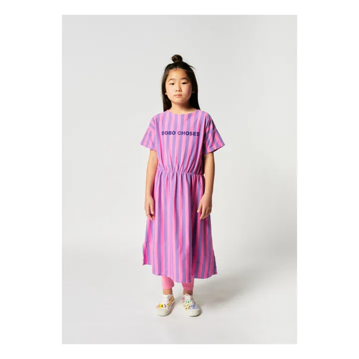 Organic Cotton Striped Dress - Iconic Collection  | Pink- Product image n°3