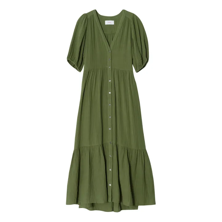 Kleid Lennox Gaze aus Baumwolle | Khaki- Produktbild Nr. 0