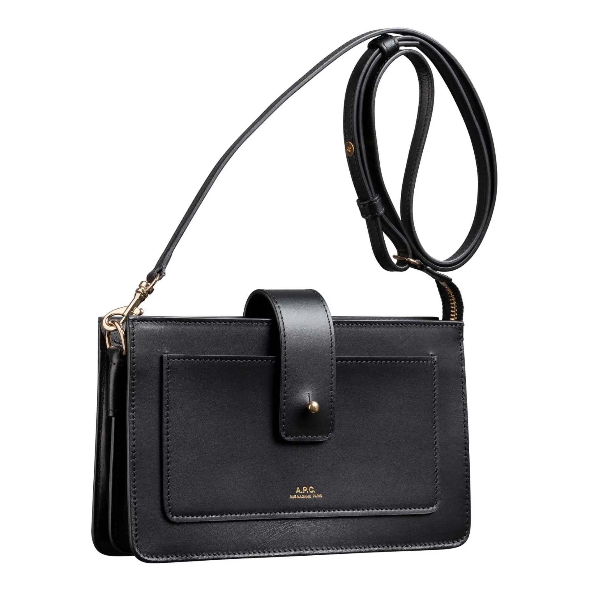 A.P.C. - Albane Smooth Leather Clutch - Black | Smallable
