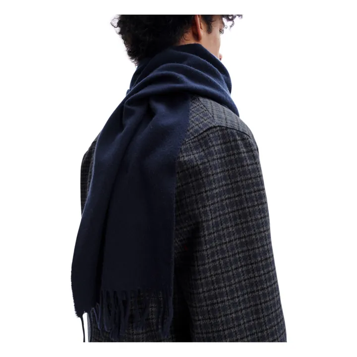 Bufanda bordada de lana Ambroise | Azul Marino- Imagen del producto n°1