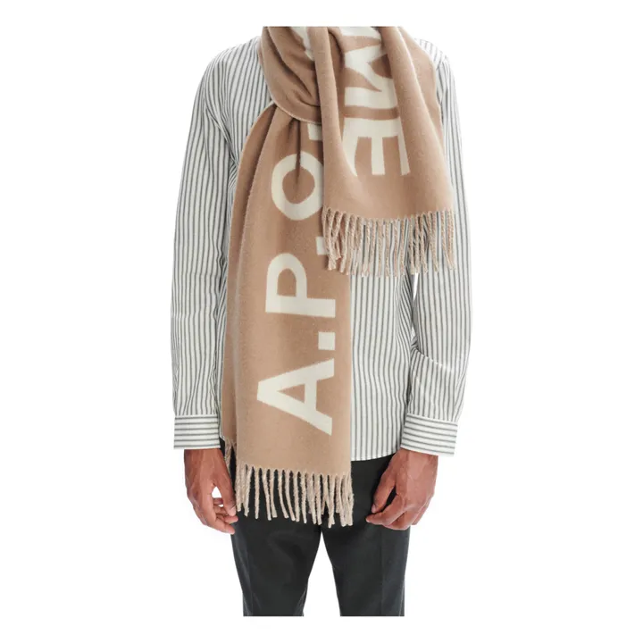 Angele Jacquard Wool Scarf Camel Smallable