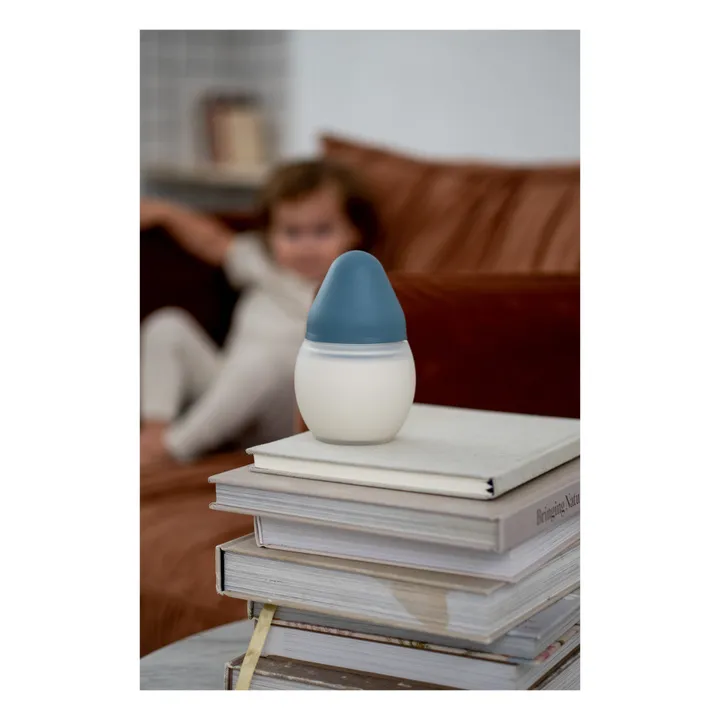Biberon en silicone médical et tétine physiologique | Bleu gris- Image produit n°5