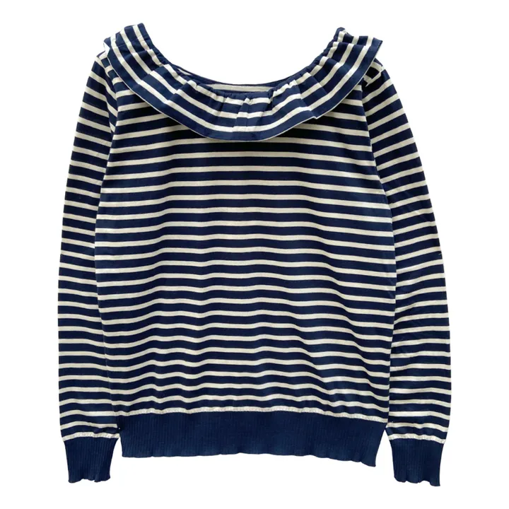 Organic Cotton Striped Top - Women’s Collection  | Navy blue- Product image n°0