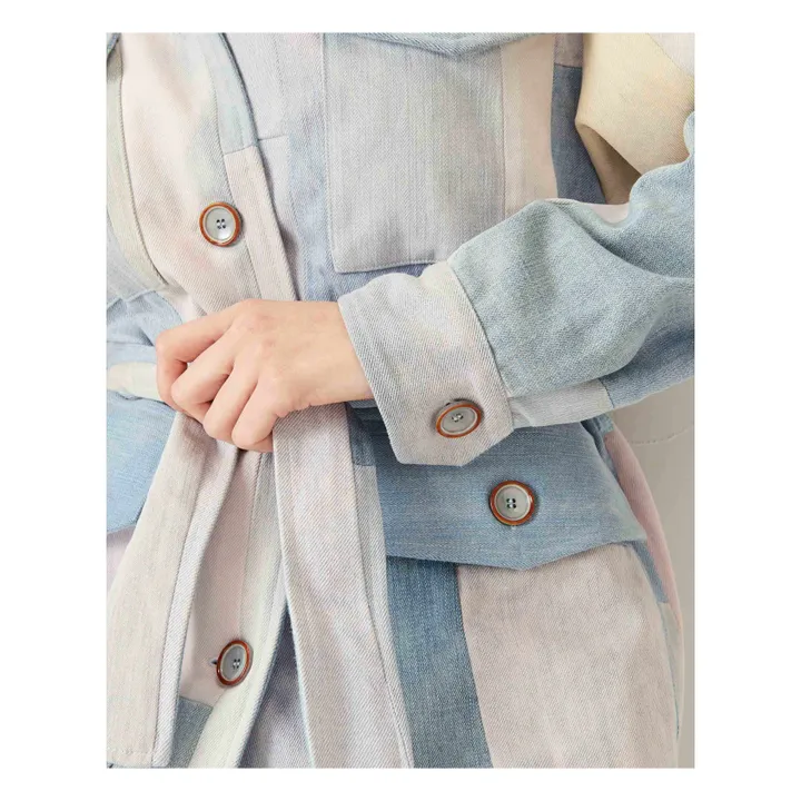 Patchwork Belted Denim Jacket  | Blue- Product image n°5