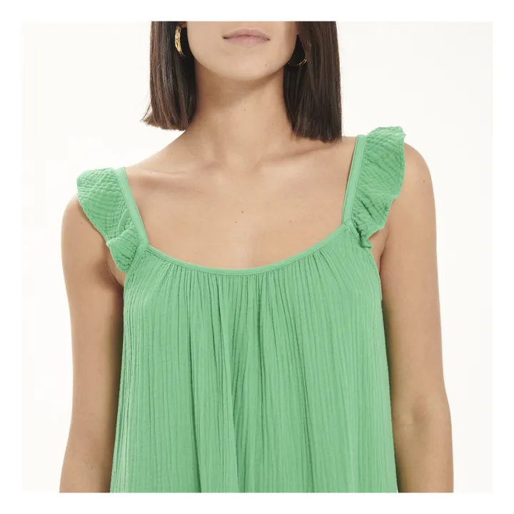 Vestido Rumer gasa de algodón | Verde- Imagen del producto n°3