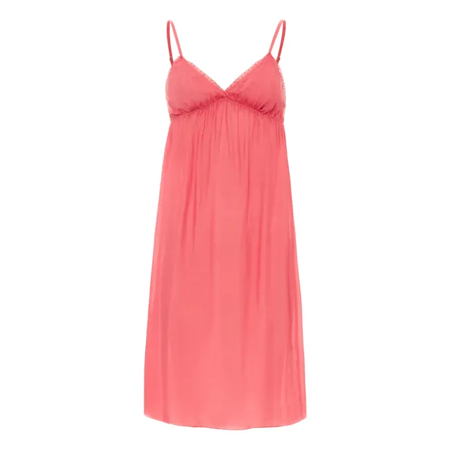 Joséphine Cotton Silk Long Nightdress  | Pink