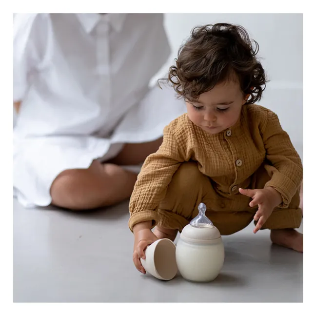 Fläschchen aus medizinischem Silikon und physiologischer Nuckel | Beige